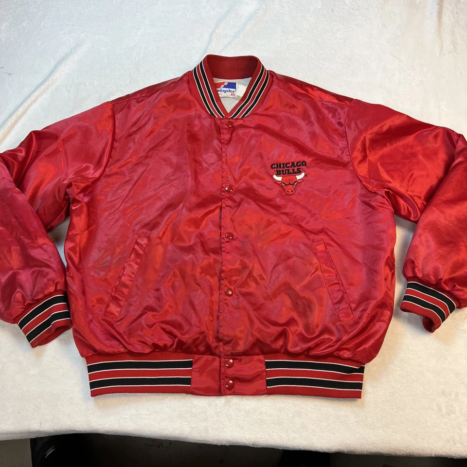 Chaqueta de satén Swingster Chicago Bulls vintage hecha en EE. UU. para hombre XL NBA estilo principiante Foto 1 de 4