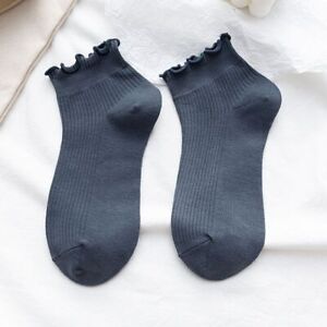 Cotton Super Thin Frilly Ruffle Socks Boat Socks Ankle Short Women's Socks