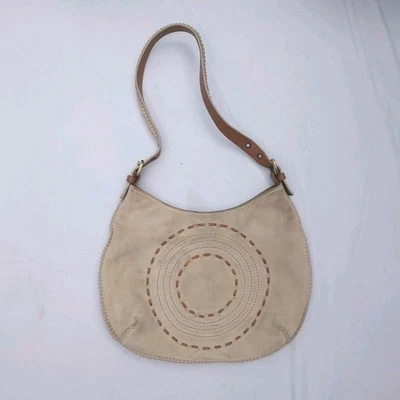 Bolso de Hombro Donald J Pliner Hobo Beige Gamuza Cuero Cartera  Foto 1 de 4