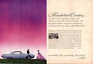 Vintage 1961 Ford Thunderbird Print Ad 2-Page "Thunderbird Country" 390 V-8 - Picture 1 of 1