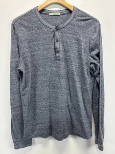 Marine Layer Mens Shirt M L Blue Gray Long Sleeve Respun Henley Cotton Blend - Picture 1 of 6