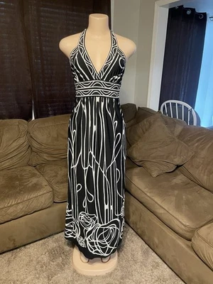 BCBG Elegant Black and White Halter Dress summer fall woman’s size XS date night - Image 1 of 4