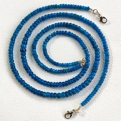 Collar de cuentas de piedras preciosas rondelle lisas de 4-6 mm apatita azul de Madagascar 16" Foto 1 de 4