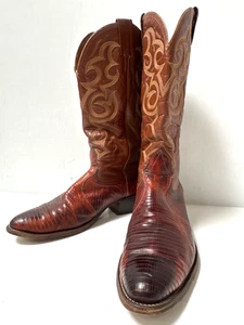 Nocona Lizard rot/braun Cowboystiefel Herren Größe 9D - Bild 1 von 12