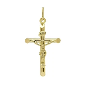 14k Yellow Gold Jesus Crucifix Cross Religious Pendant INRI 1.6" - Imagen 1 de 3