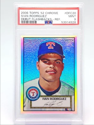 IVAN RODRIGUEZ 2006 TOPPS CHROME 1952 DEBUT FB REFRACTOR /552 PSA 9 Q4408 - Image 1 of 2