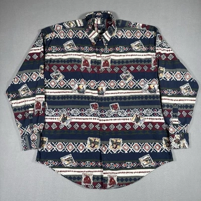 Chaps Ralph Lauren Shirt Men’s Large Aztec Print Western Long Sleeve Outdoors - Image 1 of 4