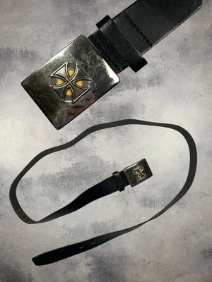 Hombre Gótico Motociclista Cinturón de Cuero Negro Cruz de Hierro Hebilla... - Imagen 1 de 4