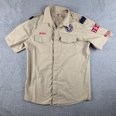 Boy Scouts of America Uniform Shirt Mens Large BSA Vented Polyester Short Sleeve - Image 1 of 4