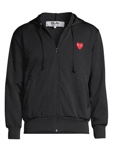 Comme des Garcons CDG Hoodie Play Grey Red Heart Men's Sweatshirt Size L - Picture 1 of 4