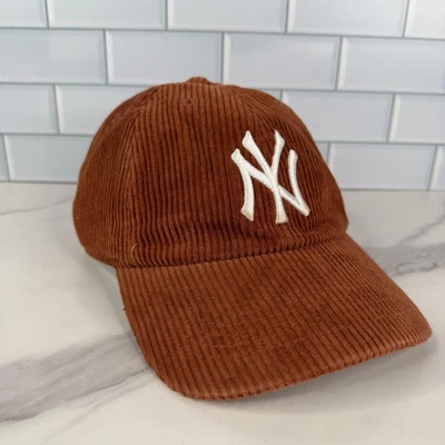 Gorra de los Yankees de Nueva York Gorra Correa Trasera Para Hombres Naranja MLB Béisbol Pana Papá Sombrero Foto 1 de 4