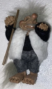 Nyform Norwegian Troll Doll 5x3x3” Wh Vest Black Shirt Gray Pants Vintage No Tag - Picture 1 of 11