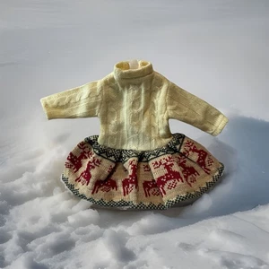 Handgefertigtes Rentier Kabel Weihnachten Urlaub Kleid für 18" Puppen passt American Girl - Bild 1 von 6