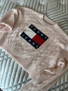 Damen Strickpullover rosa Oversized Crop Tommy Jeans Hilfiger Gr. Medium (neu) - Bild 1 von 6