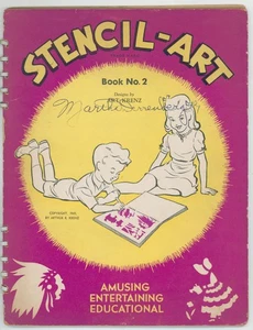 1949 Stencil-Art Book 2 Krenz Beford OH Kids Drawing Trace Art How To Use Pencil - Picture 1 of 7