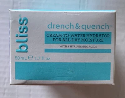 NIB Bliss Drench & Quench Rich Water Cream ALL-DAY MOISTURIZER Dry Skin 1.7 oz - Image 1 of 4
