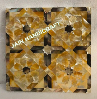 12" coffee center marble table top inlay decor home room malachite mop antique - Image 1 of 4