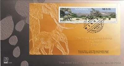 Elephants Hoarusib River Namibia The Most Beautiful Stamp In The World FDC 2003 - Image 1 of 2