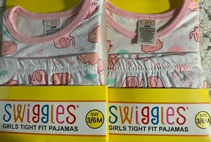 NUEVO 2 Paquetes Swiggles Bebé Niña Calce Ajustado Pijama Algodón Dos Piezas 3-6 Meses - Imagen 1 de 2