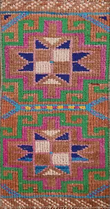 Alfombra de lana geométrica de color pastel con acento turco de Anatolia alfombra hecha a mano 1x2 - Imagen 1 de 12