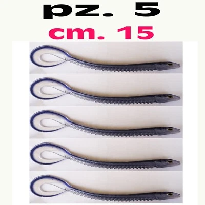 Esche Artificiali Pesca Traina Spinning Mare Spigola Serra Anguilline Gomma Esca - Immagine 1 di 3