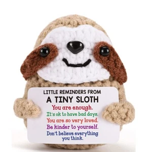 Positive Card Funny Positive Sloth Doll Cute Handmade Wool Knitted Hug Doll Gift - Picture 1 of 10