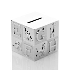 Silver Plated ABC Cube Money Box