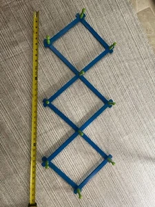 Painted Wood Accordion Adjustable Wall Rack with 10 Pegs Blue and Green - Picture 1 of 3