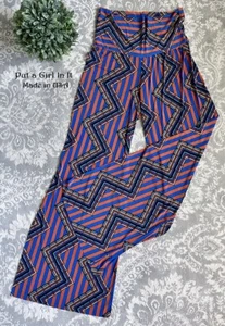 New JUP PLUS SIZE Womens FOLDOVER BLUE BLACK RUST PALAZZO PANTS XL 1X 2X 3X USA - Picture 1 of 4