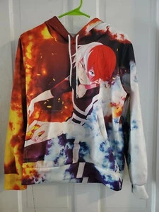 NWOT Youth Anime My Hero Academia Shoto Todoroki Graphic LS Hooded Sweatshirt XL - Picture 1 of 7