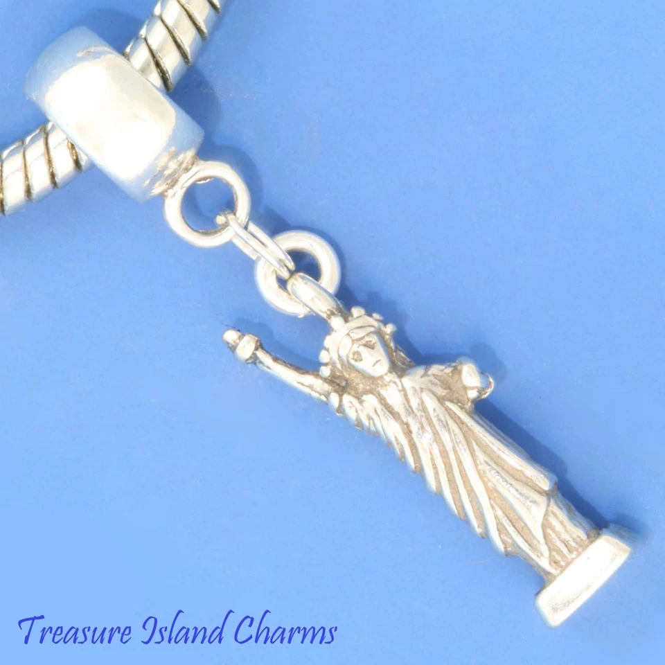 Statue Of Liberty New York City 925 Solid Sterling Silver European Bead Charm - Image 1 of 1