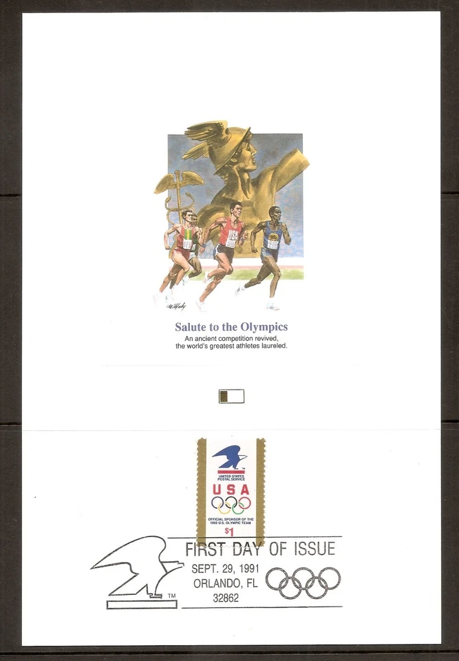 US SC # 2539 Eagle & Olympic Rings FDC. Fleetwood Proofcard Edition.  - Image 1 of 1