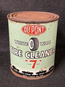 Vintage DuPont White Wall Tire Cleaner Tin Can "7" Car Auto Graphics Feels Full - Picture 1 of 6