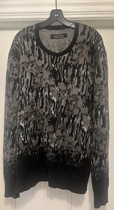 Authentic ALLSAINTS xx large sweater cotton linen black grey flowers - Picture 1 of 5