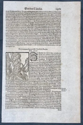 1628 Sebastian Munster Antique Print Ottoman Sultan, Suleiman the Magnificent - Image 1 of 2