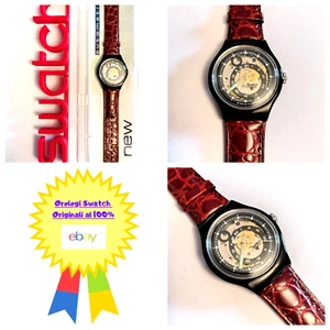 Swatch Automatico Nuovo NOS Black Circles SAB102 1993 Vintage Orologio da polso - Imagen 1 de 12