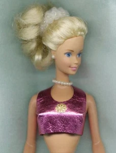 BARBIE DOLL CLOTHES - SHORT HALTER - SHINY HOT PINK GENUINE METALLIC LEATHER - Picture 1 of 1