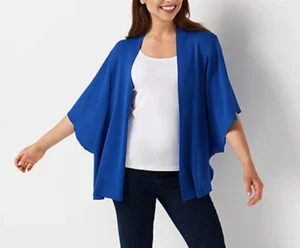 Truth + Style - Open Front Sweater Knit Shrug Cardigan - Cobalt Blue - Picture 1 of 6