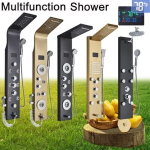 Rain&Waterfall LED Shower Panel Tower Stainless Steel Massage Body Jets System - Picture 1 of 149