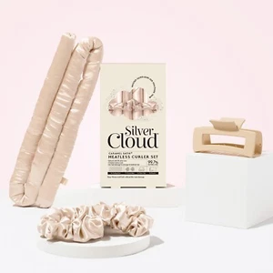 Juego de rizador sin calor Silver Cloud Caramel, varilla rizadora satinada sin calor y crujientes - Imagen 1 de 6