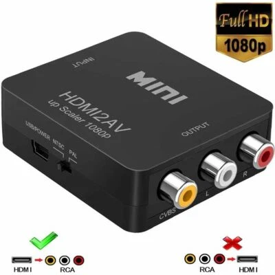 Mini HDMI To RCA Converter Device Mini Composite AV Upscale Adapter 1080P HD - Image 1 of 4