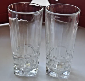 2 ~ Libbey SQUIRE Cooler Collins Cut Glass Heavy Base Square Highball 14oz 6.75" - Picture 1 of 4