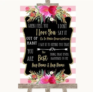 Gold & Pink Stripes When I Tell You I Love You Personalised Wedding Sign - Picture 1 of 8