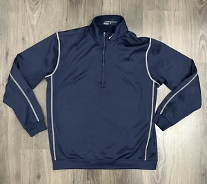 Nike Golf Dri-Fit Pullover Shirt Mens Medium Blue Longsleeve 1/2 Zip Stain - Picture 1 of 7