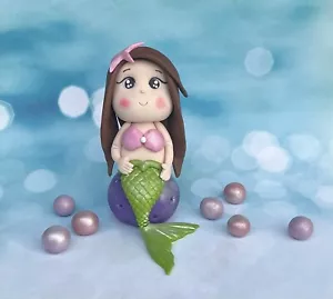 Fondant Mermaid . Handmade 100% Edible. Cake Topper. Ready To Go! - Picture 1 of 3