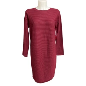ASOS MATERNITY RIBBED KNIT SWEATER DRESS LONGSLEEVE MAROON SHIFT STRETCHY SIZE 4 - Picture 1 of 10