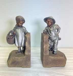 Vintage Strongwell European Retro Reading Boy/Girl Sculpture Bookend Office 8” - Picture 1 of 11