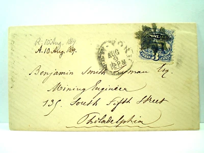 1869 BENJAMIN SMITH LYMAN MINING ENGINEER Cover FANCY CANCEL Historic Piece - Image 1 of 2