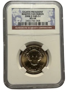 NGC 2008 D MS68 SMS Martin Van Buren Eighth President $1 - Picture 1 of 2