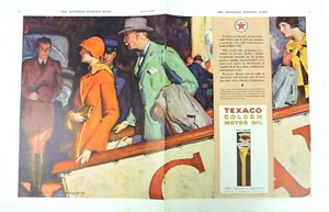 Texaco Ad 1929 2 Page Magazine Print Art Oil Automobile McLelland Barclay - Picture 1 of 12